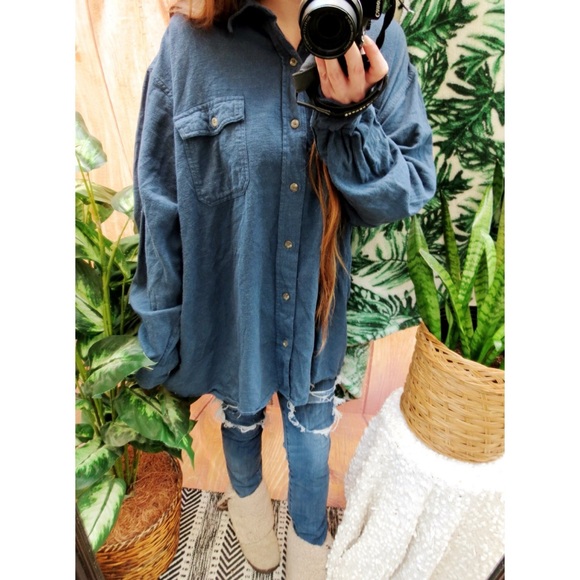 Vintage beachy blue oversized shacket 🌿 - Picture 2 of 6